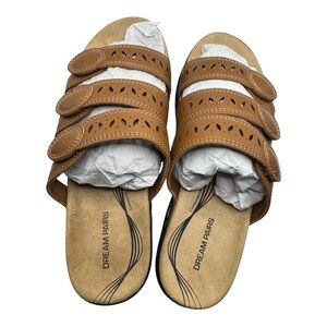 Dream Pairs Women’s Tan Cutout‎ Triple Strap Comfort Sandals Size 8.5